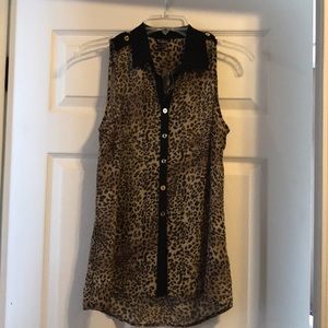 Cheetah print sleeveless blouse